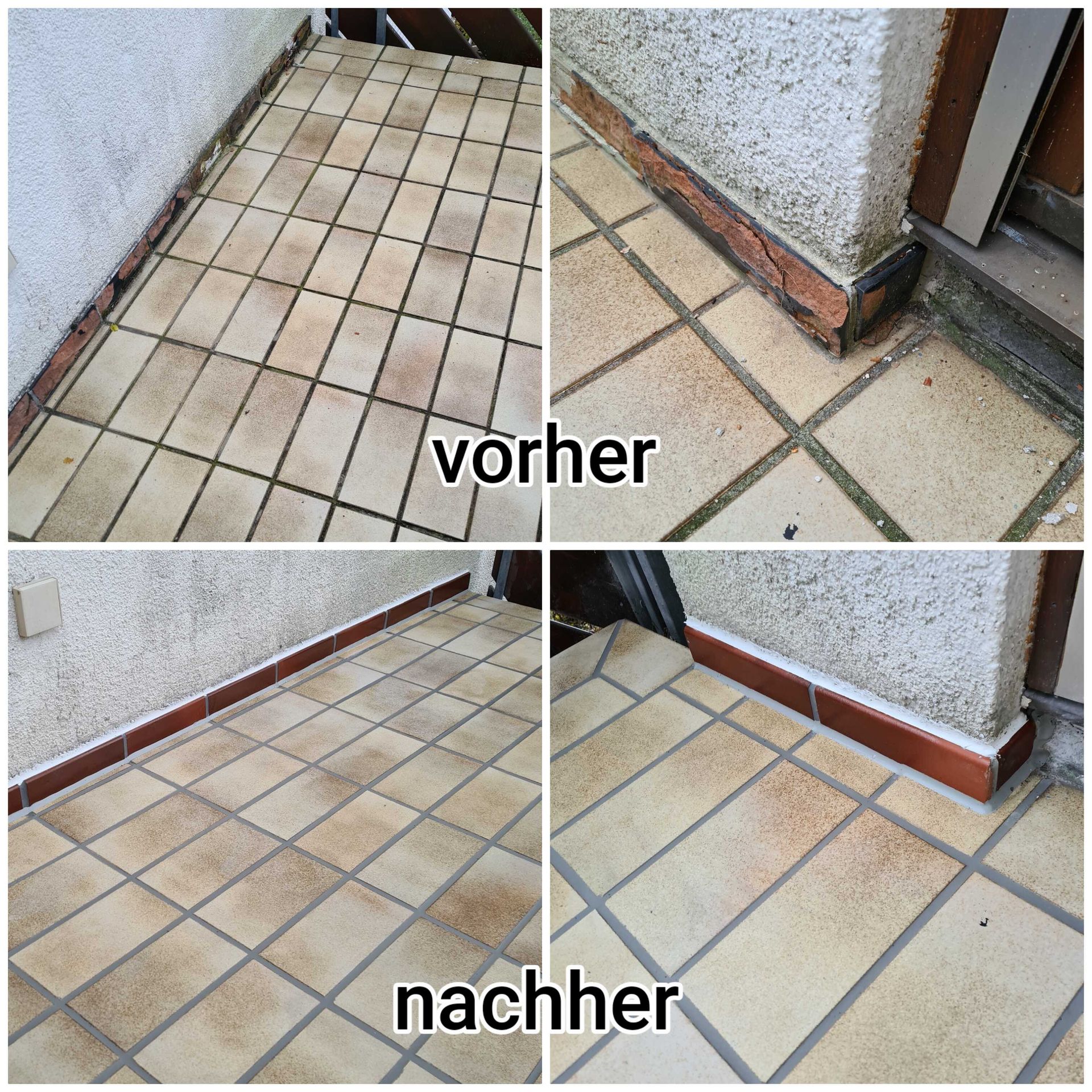 Vorher-Nachher: Duschboden Silikonfugen mit Verfärbungen erneuert