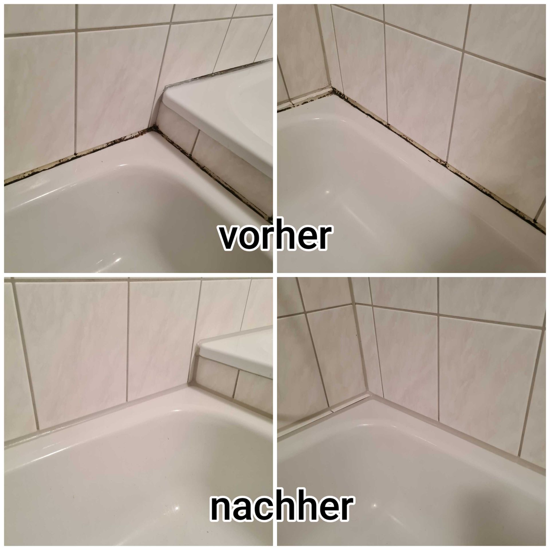 Vorher-Nachher: Fliesenfugen im Badbereich komplett erneuert