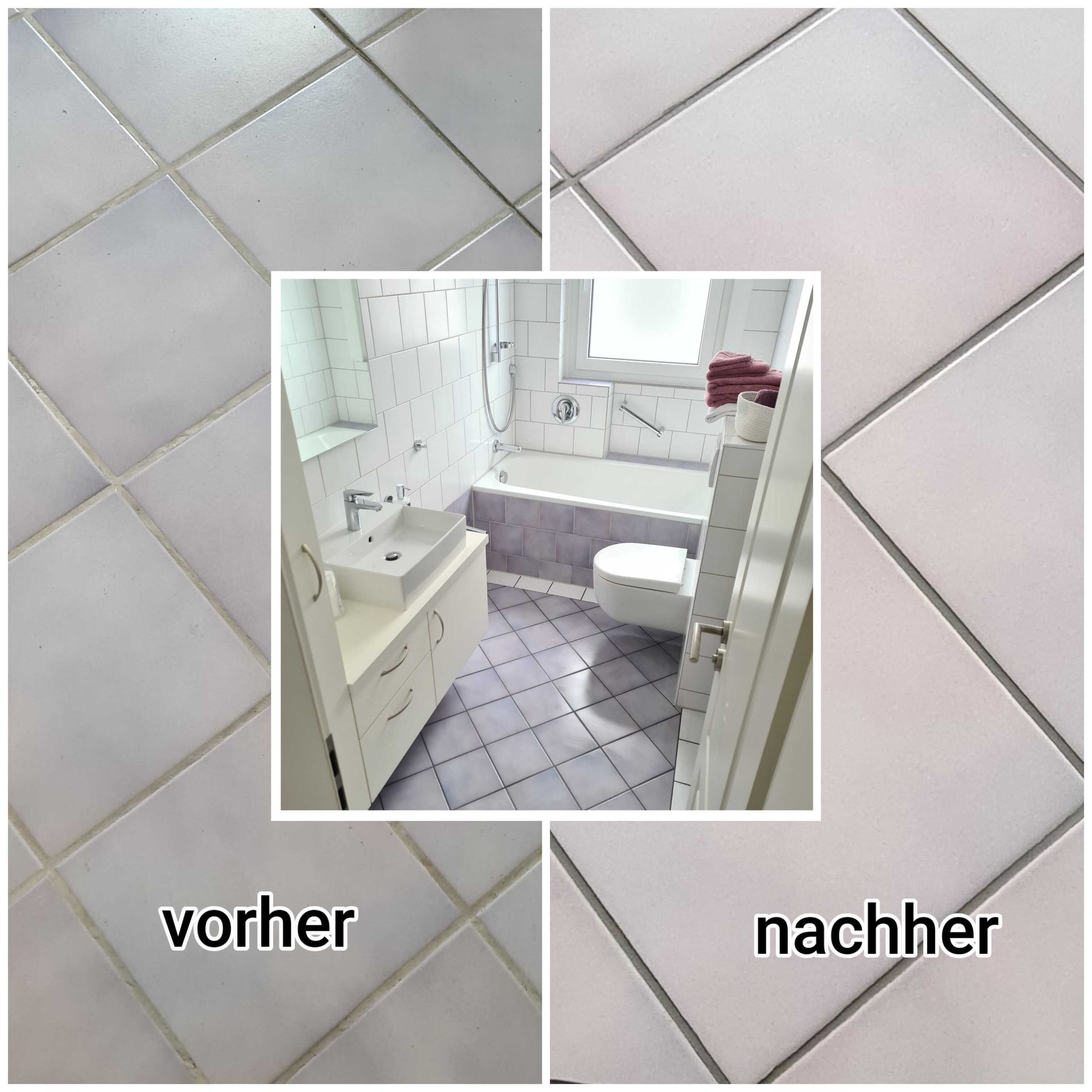 Vorher-Nachher: Fliesenfugen Badezimmer fachgerecht saniert