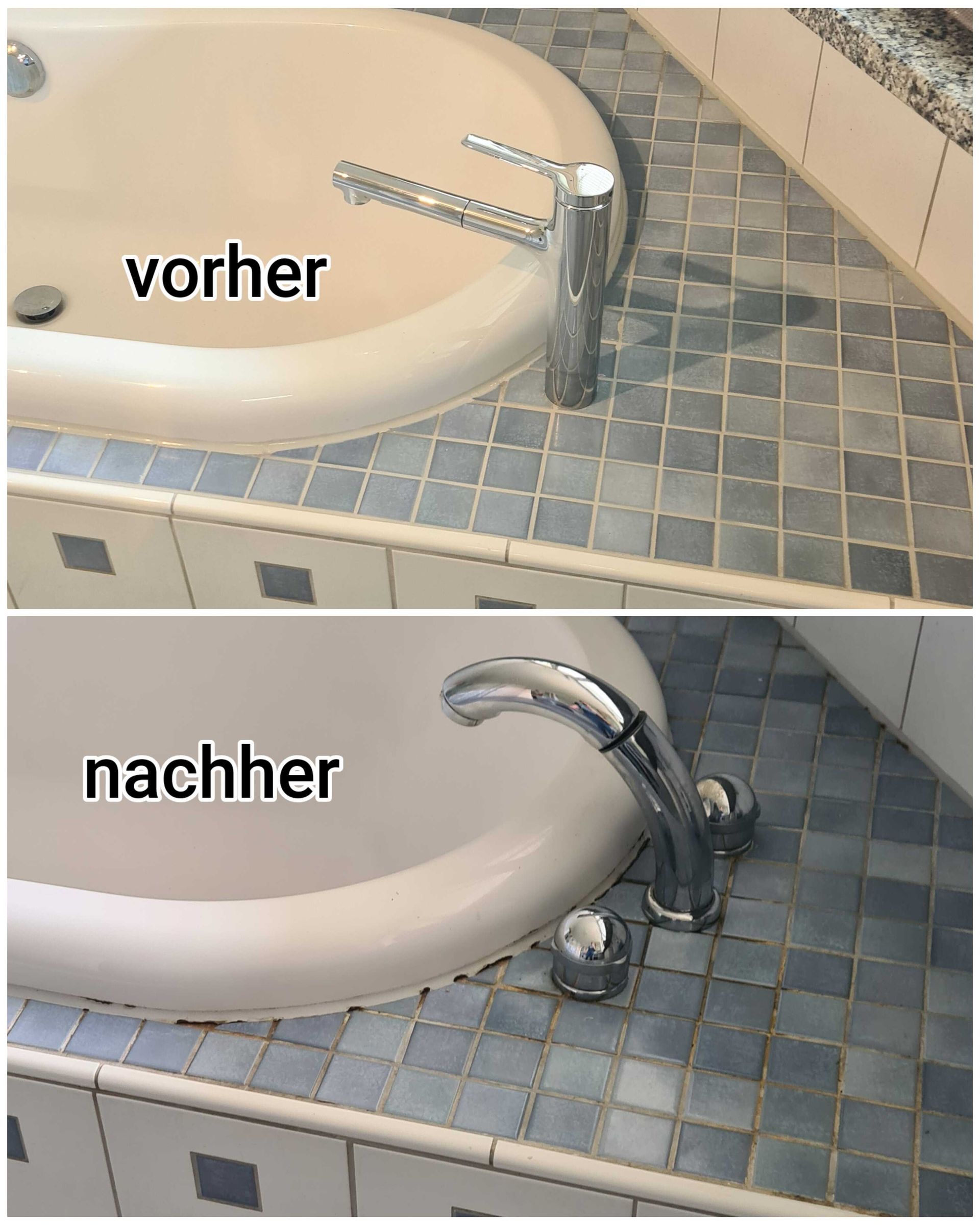 Vorher-Nachher: Duschbereich Silikonfugen saniert und versiegelt