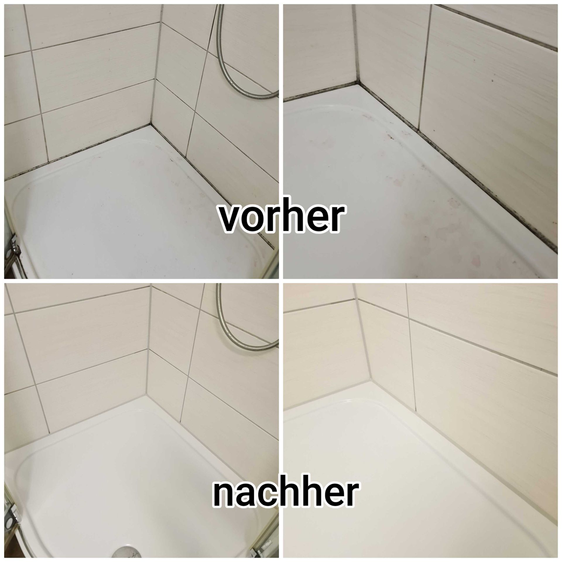 Vorher-Nachher: Flieseneckfugen im Badbereich erneuert