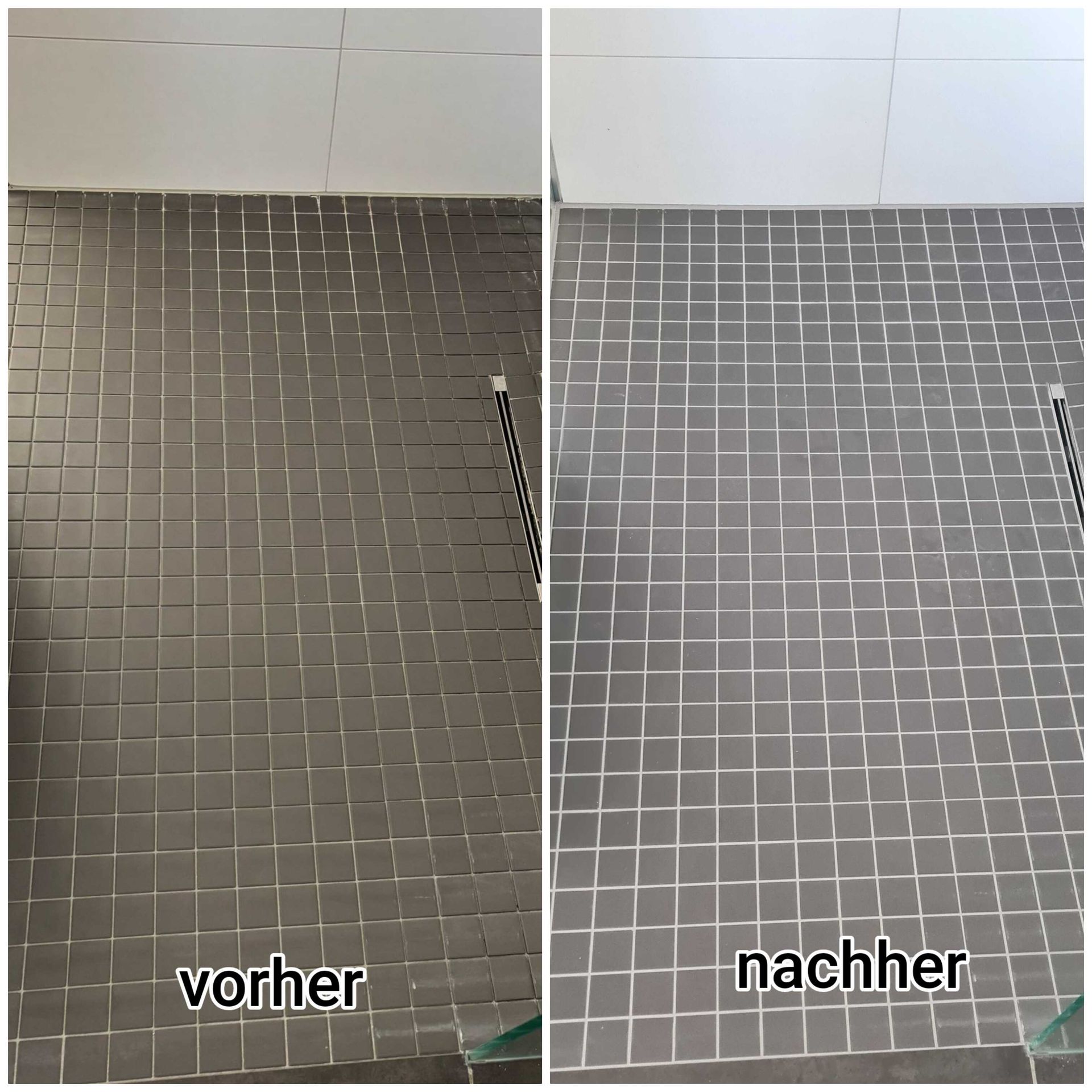 Vorher-Nachher: Fliesenfugen Duschbereich komplett erneuert