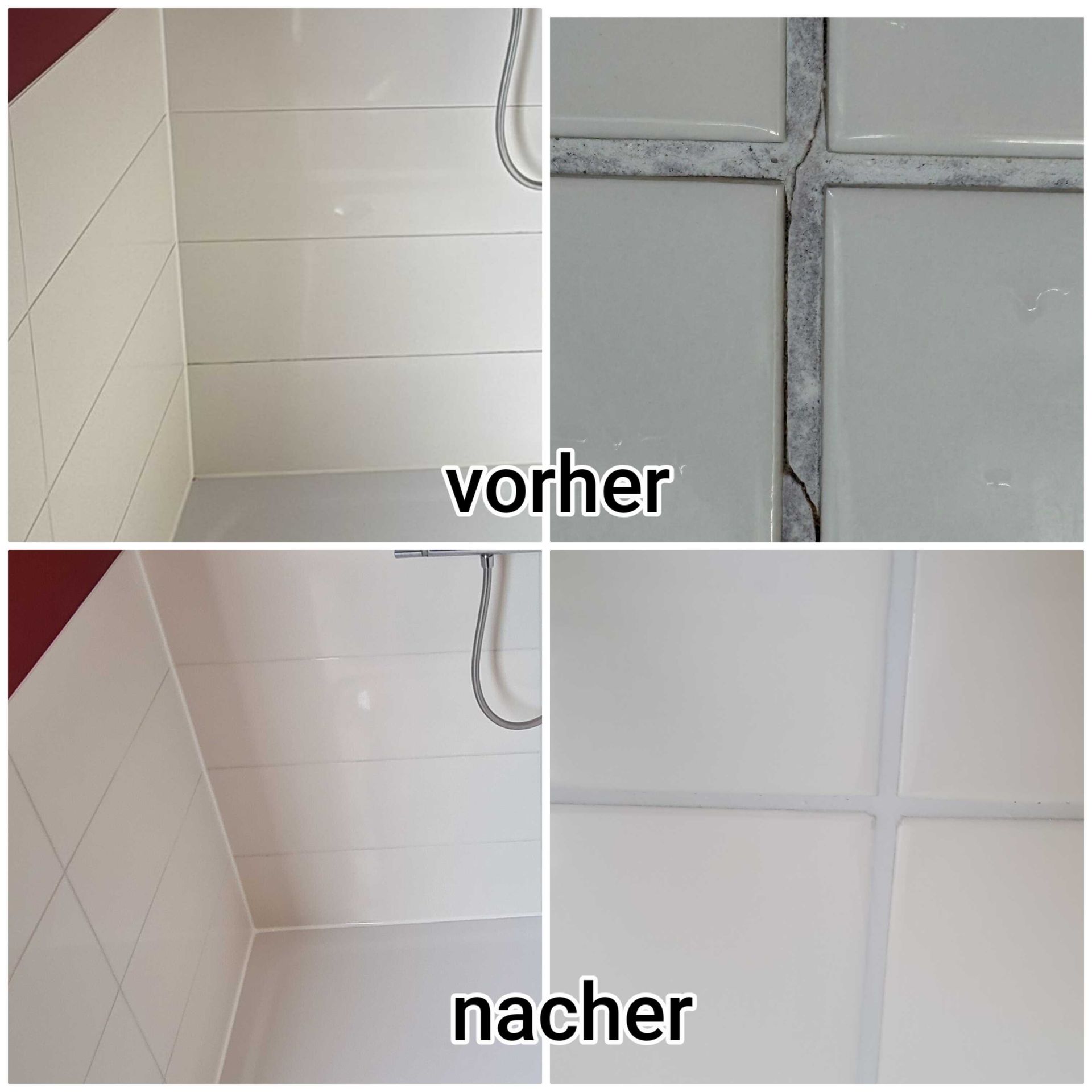 Vorher-Nachher: Badewannenecke Silikonfugen mit Schimmel erneuert
