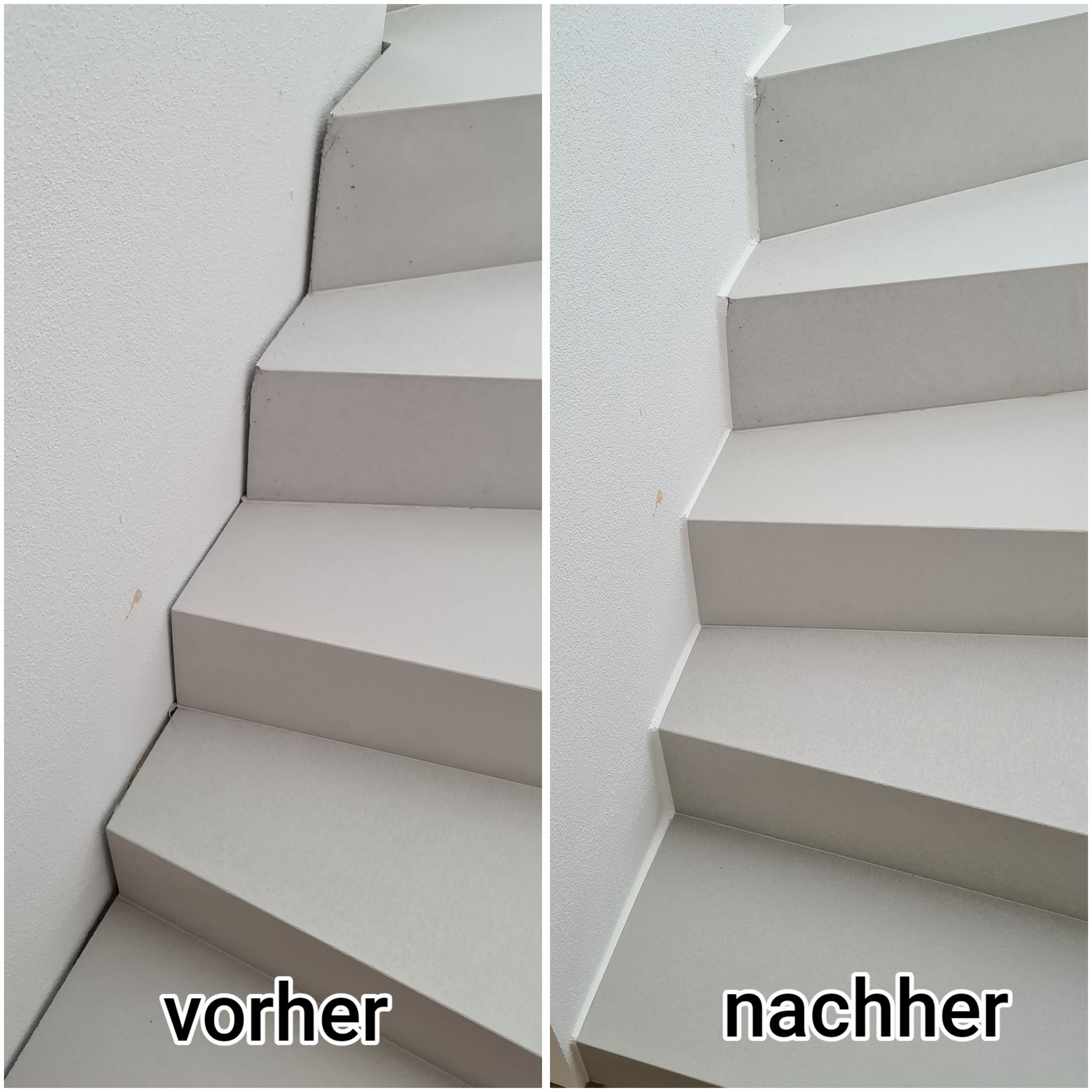 Vorher-Nachher: Acrylfugen an Treppen / Türen / Fenster erneuert